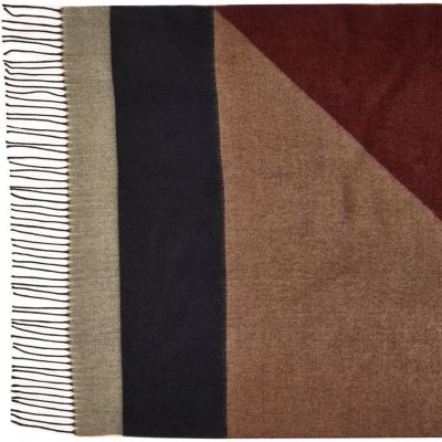 Brown geometric block scarf